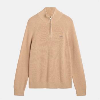 Gant Cotton Wool Rib Half Zip Fleece - Khaki