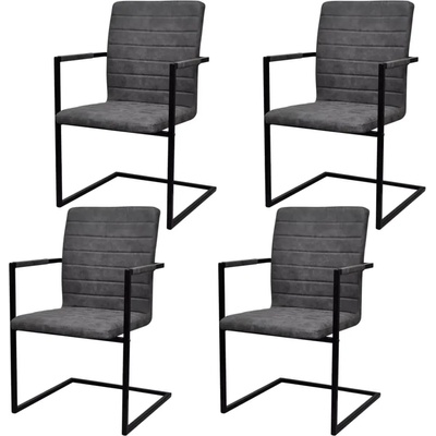 vidaXL Конзолни трапезни столове, 4 бр, сиви, изкуствена кожа (272417)