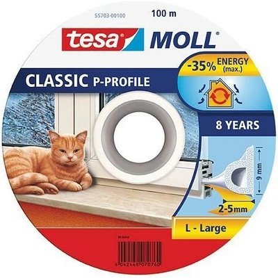 Tesa Tesnenie tesamoll profil P, 9 mm, biele, L-100 m, na okná a dvere,