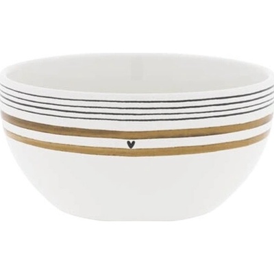 Bastion Collections RJ-BO-047-BC Miska Bowl white little stripes brown black 14,5 x 7 cm