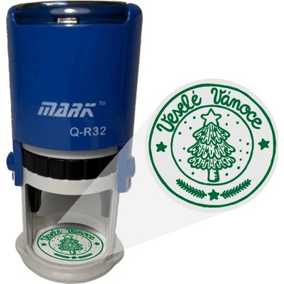 Mark Samonamáčecí razítko Veselé Vánoce 008 světle modrá 32mm