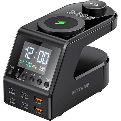 Budík Blitzwolf BW-FW10 s nabíjačkou 2xUSB-A, 4xUSB-C, 240W
