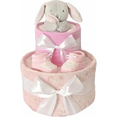 Brumlík dvoupatrový plenkový dort Zajíček růžový – Zboží Dáma