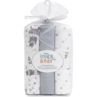 Interbaby padák 80x80 cm- bielo/sivá 3 ks