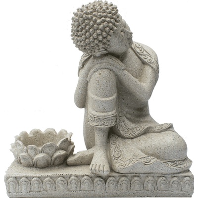 Mani Bhadra Mani Bhadra Svícen na čajovou svíčku Buddha šedý, výška 17,5 cm