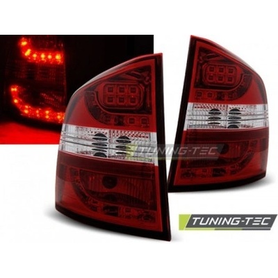 TUNING-TEC Zadné svetlá diódové, ŠKODA OCTAVIA II KOMBI, 2004-2012, ČERVENÁ BIELY LED