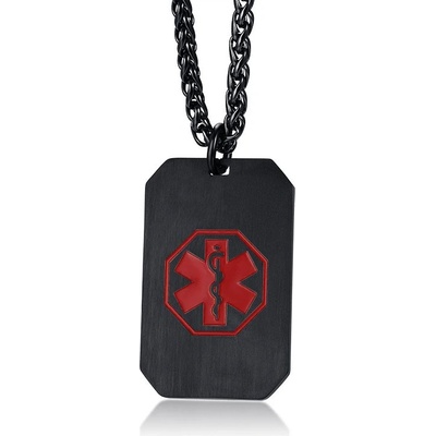 Steel Edge Ocelový přívěsek identifikační známka řetízek JCFPN003 Černá