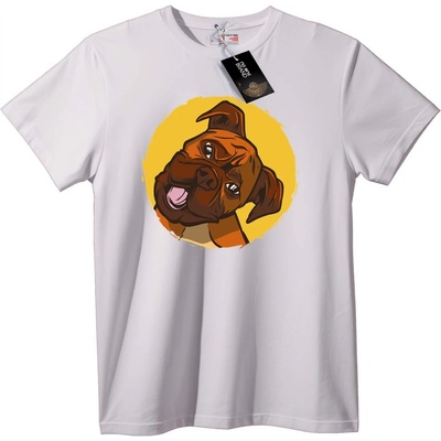 NOONEBRAND Тениска Щастливо Боксерско Куче - XS, White