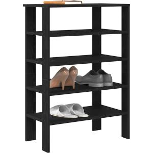 vidaXL Рафт за обувки Черен 61x32x87, 5 cm Инженерна дървесина (859852)