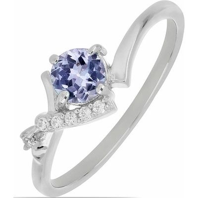 Nefertitis Prsten stříbrný s tanzanitem a zirkony 015092 TZ