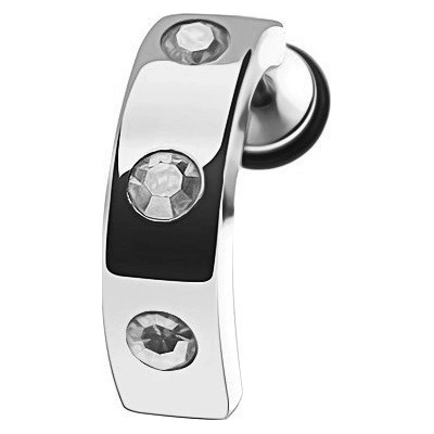 Šperky eshop falešný piercing do ucha z oceli pás čiré zirkony PC30.20