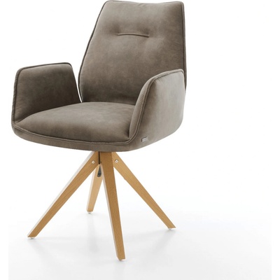 Delife Zoa-Flex mikrovlákno taupe vintage dřevěná podnož hranatá přírodní taštičkové pružiny
