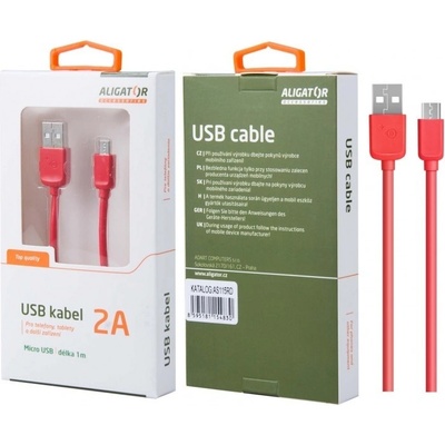 Aligator AS115RD MicroUSB 2A, 1m, červený