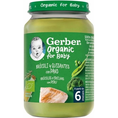 Gerber Organic Brokolice hrášek krutí maso 190 g