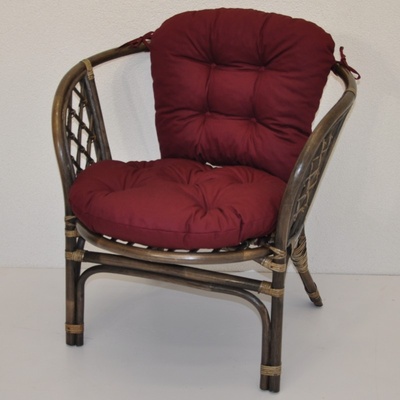 Ratanové křeslo Bahama hnědé polstr vínový – Zboží Mobilmania