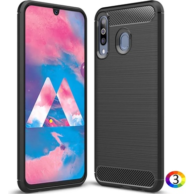 Samsung Galaxy M30 Удароустойчив Carbon Fiber Калъф и Протектор