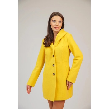 Image 1 of Radek's Collection Дамско вълнено палто жълт цвят с качулка 12106-300