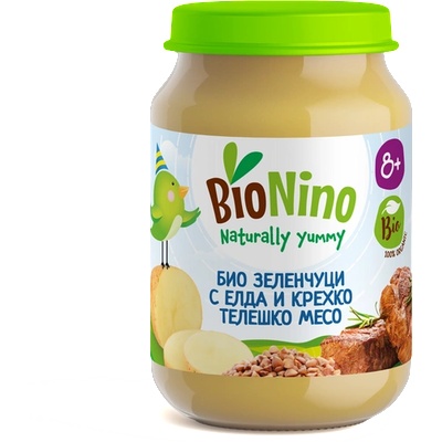 BioNino Био Пюре Зеленчуци с Елда и Телешко Месо, 8+М 190гр (4216)