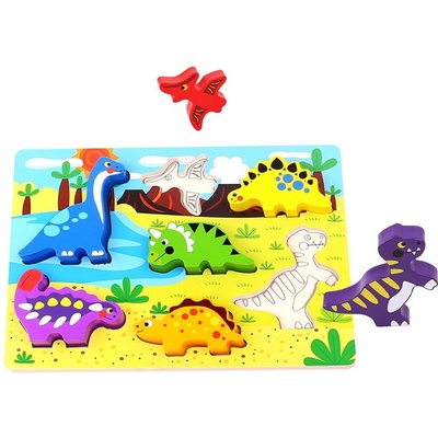 Tooky Toy - Дървен пъзел Динозаври TKC392