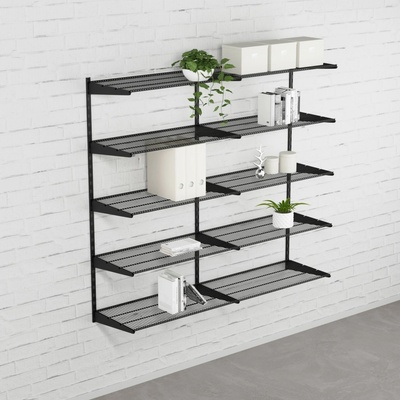 Walteco Nástenná regálová zostava DOUBLE, 1500x1630 mm, čierna Hĺbka: 330 mm , SHBLD300