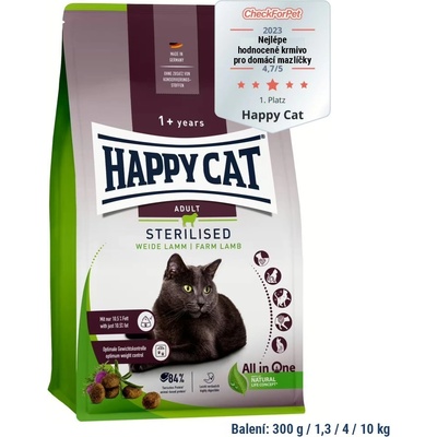 Happy Cat Sterilised Weide Lamm Jehně 4 kg