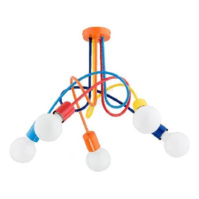 Детски полилей за повърхностен монтаж TANGO 5xE27/15W/230V цветен (ALF28265)