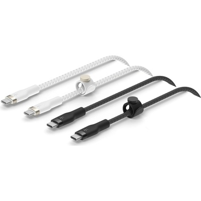 Belkin BOOST CHARGE Pro-Flex silikónový nabíjací a dátový USB-C / USB-C pre iPhone / iPad / MacBook / AirPods - 2 ks - 1 m / čierny CAB011bt1MBW2PK