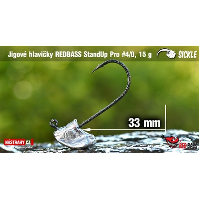 NASTRAHY.cz Neváznoucí jigová hlavička REDBASS StandUp Pro Sickle #4/0 36 mm 15 g 5 ks