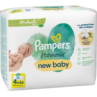 Pampers Harmonie New Baby vlhčené obrúsky 4 x 184 ks