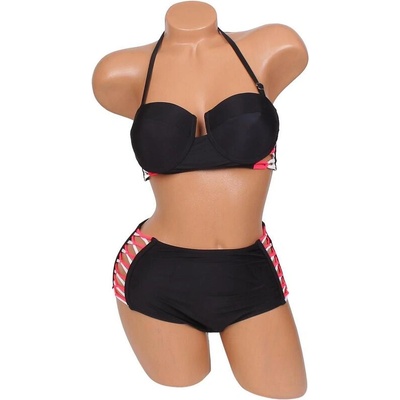 Дамски бански в черно с цветни ленти