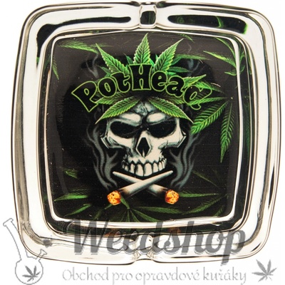 WeedShop Skleněný hranatý popelník Cannabis Skull Cannabis Skull – Hledejceny.cz