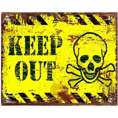 Černo-žlutá nástěnná kovová cedule Keep Out – 33x1x25 cm