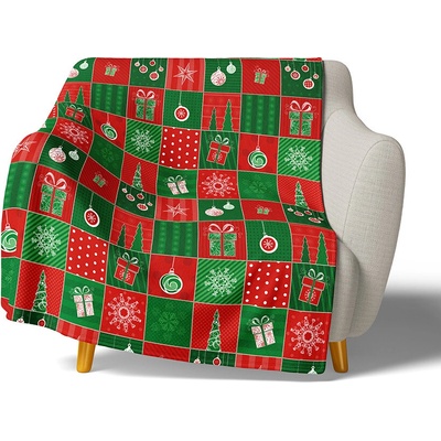 TipTrade Mikroplyšová deka Vánoční Patchwork 150x200