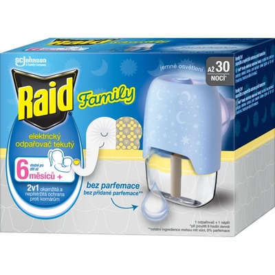 Raid Family elektrický odpařovač s tekutou náplní proti komárům, 30 nocí, 1+21 ml – Zboží Dáma