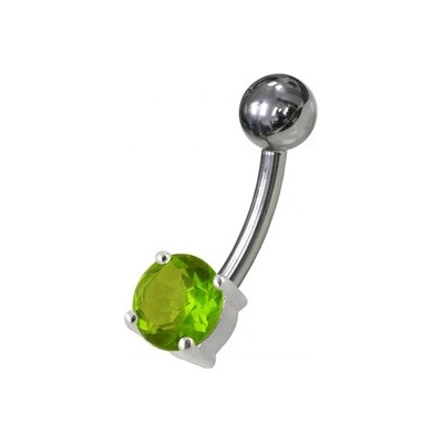 Šperky4U stříbrný piercing do pupíku kulatý světle zelený zirkon BP01146-G