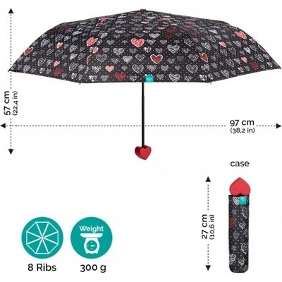 Perletti 26233 fantasia heart deštník dámský skládací zelený