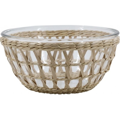 Chic Antique Skleněná mísa v proutěném košíku Typha 23 x 11 cm