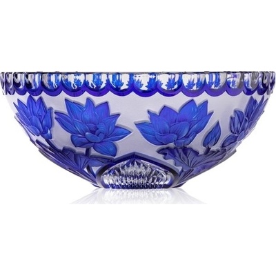 Bohemia Crystal Ručně broušená mísa Lotos modrá 280 mm