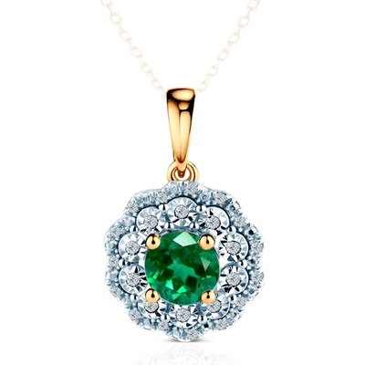 SAVICKI Висулка Rosavine: двуцветно злато, смарагд, диаманти