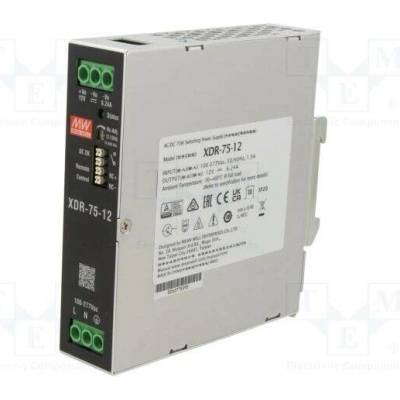 MEAN WELL XDR-75-12 Napájecí zdroj: spínaný; na lištu DIN; 75W; 12VDC; 0÷6,24A; OUT: 1