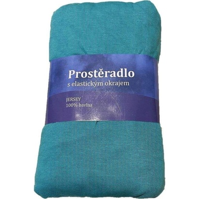 Jerry Fabrics Prostěradlo Jersey Tyrkys zelená Bavlna 90x200