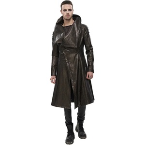 Devil fashion мъжко палто DEVIL FASHION - Villain Blues, тренч палто от изкуствена кожа - Кафяво - CT18002