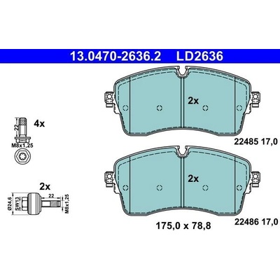 Sada brzdových platničiek kotúčovej brzdy ATE Ceramic 13.0470-2636.2