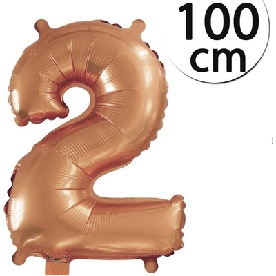 FUN RAG 2Bronze 222424 Héliový balón fóliový číslo 2 bronzová 100 cm