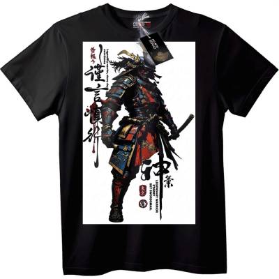 NOONEBRAND Тениска с Самурай - 2XL, Black
