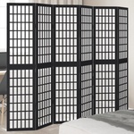 vidaXL Разделител за стая, 6 панела, черен, дърво пауловния масив (358778)