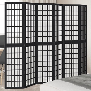vidaXL Разделител за стая, 6 панела, черен, дърво пауловния масив (358778)
