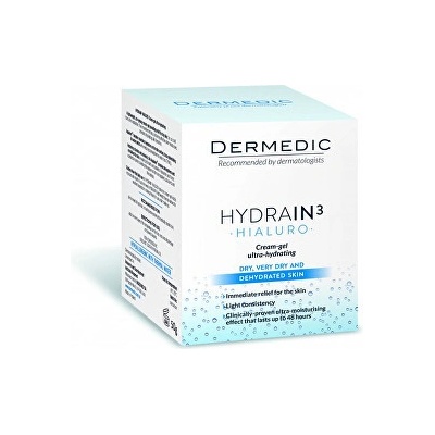 Dermedic Hydrain3 Hialuro hĺbkovo hydratačný krémový gél 48h Hyaluronic Ultra-Hydration 50 g