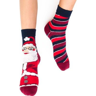 Detské nerovnaké ponožky Santa v okuliaroch tmavomodrá