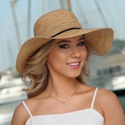 Krimlovanka dámský nemačkavý slaměný klobouk Big Brim z rafie natural P-3161128